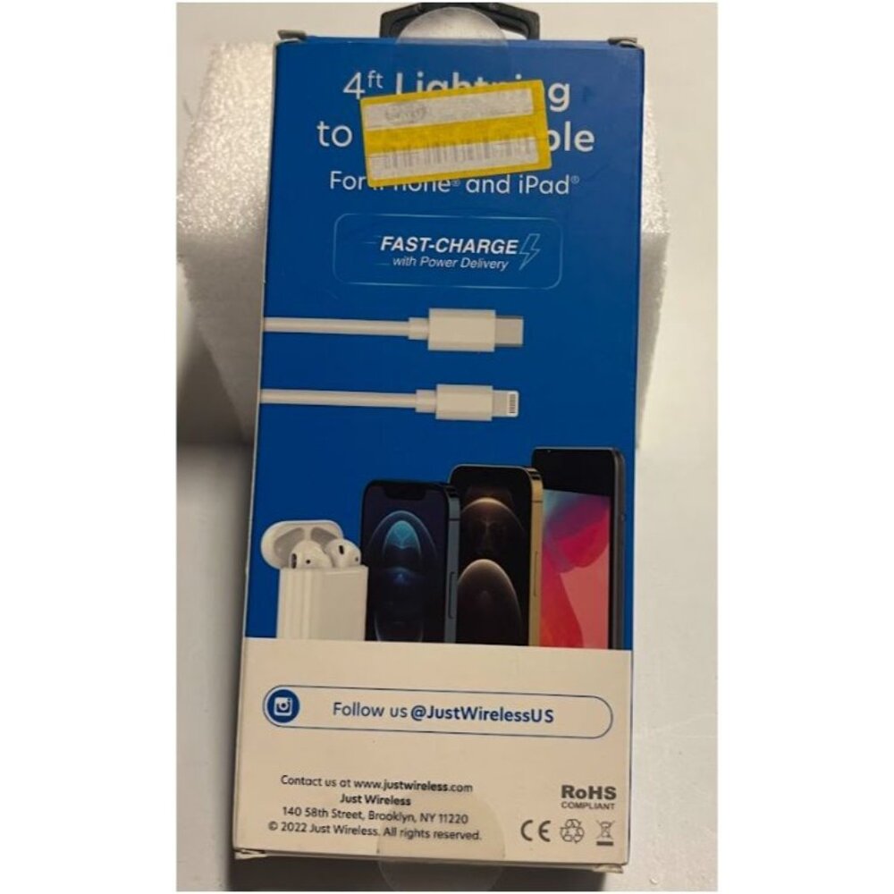 Just Wireless Lightning to USB-A Cable 6 ft MFi Certified Durable